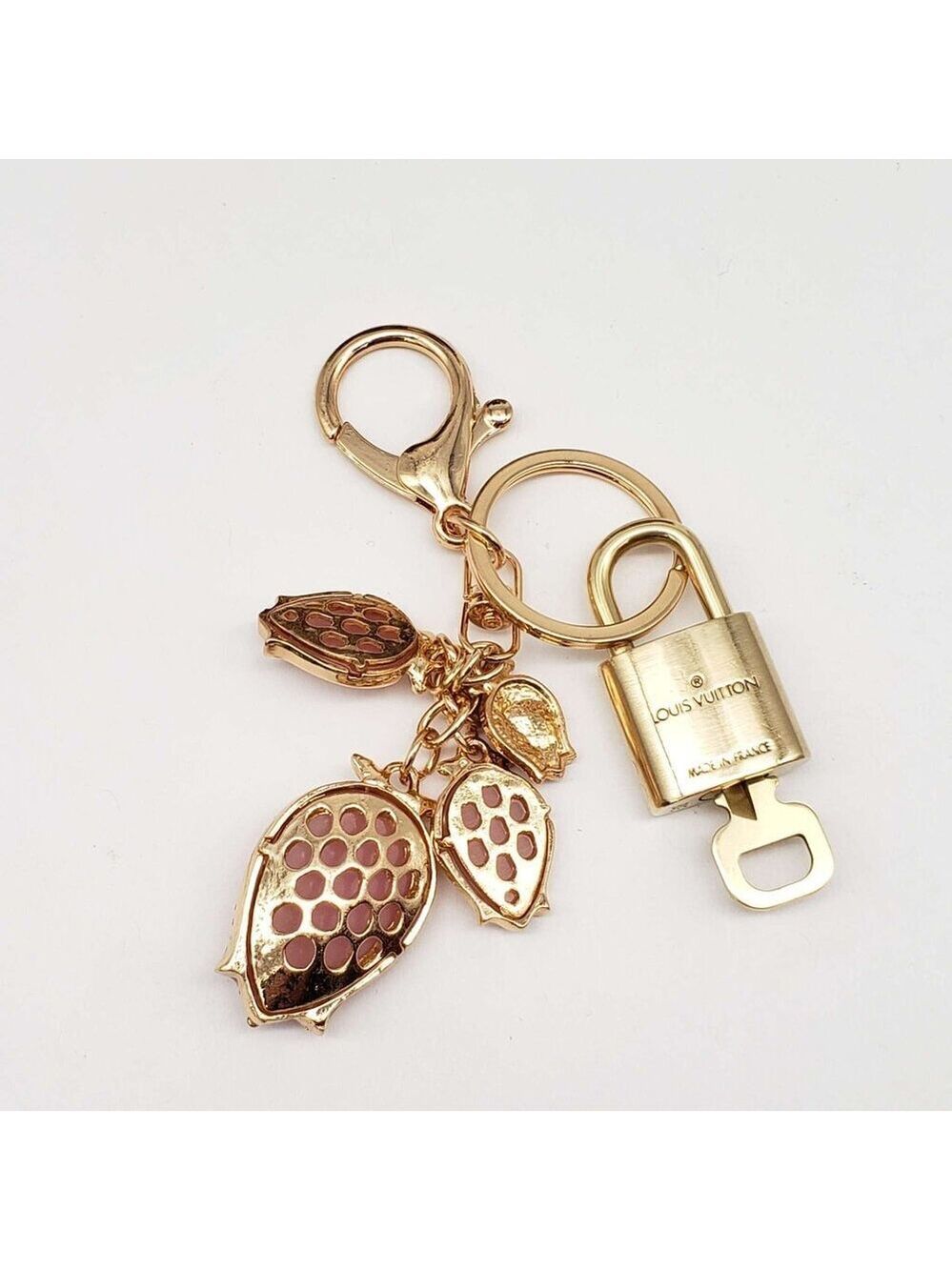 LV Authentic Gold Padlock 🔒 Key Set w/ Unbranded Flower Keychain Charm - Picture 3 of 7